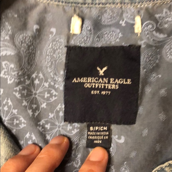 American Eagle Outfitters faux denim top sz small - Picture 2 of 5